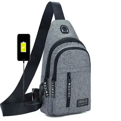 

New style men's multifunctional chest bag travel shoulder bag with USB, 3 colors