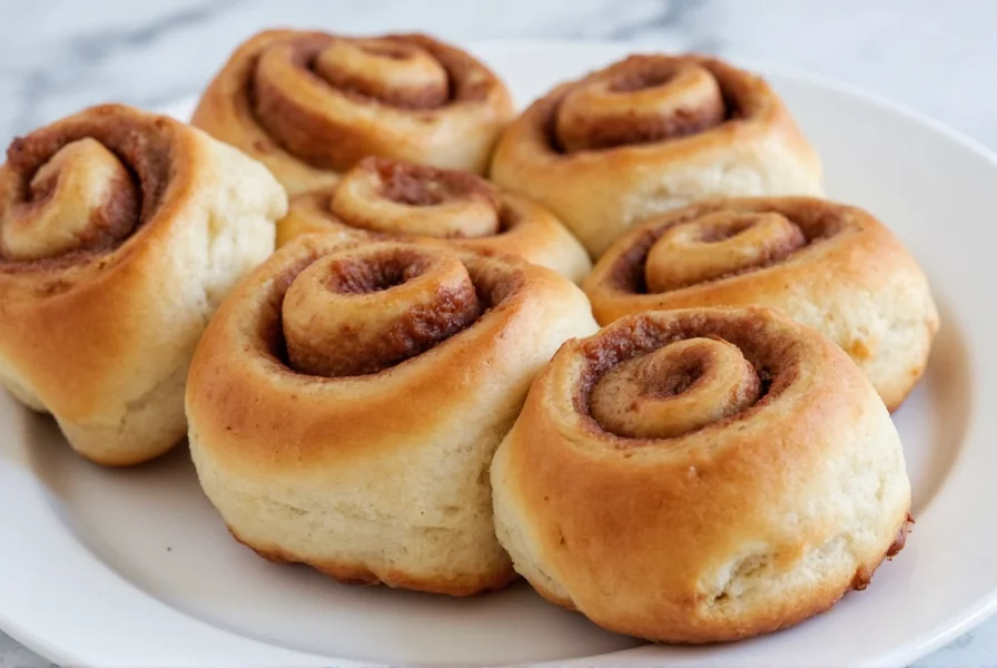 Perfectly baked easy cinnamon rolls with gooey filling and cream cheese frosting on a rustic wooden table