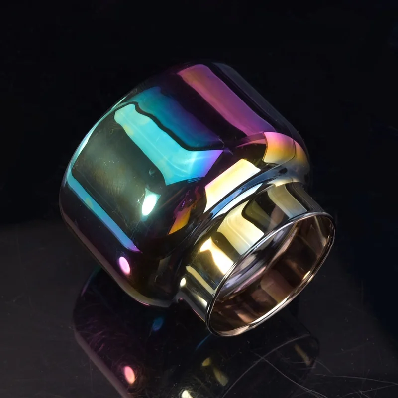 Modern customized candle jar glass iridescent candle vessel wholesales