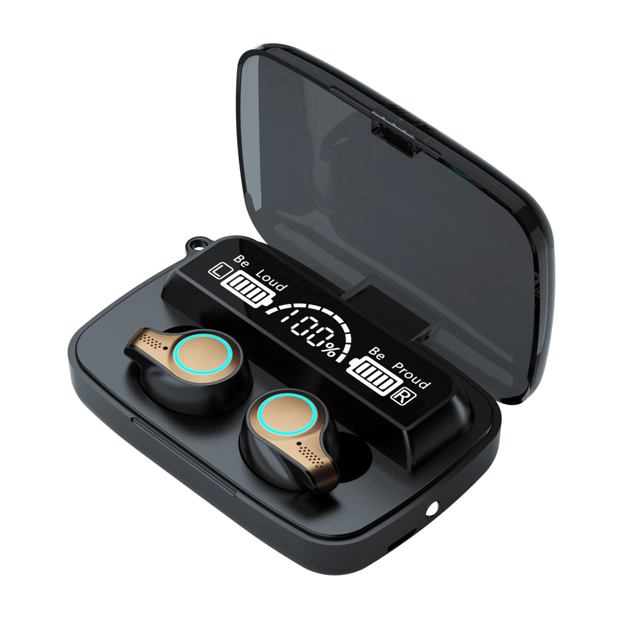 

M18TWS New private model wireless BT V5.1 headset dual earphone in-earbud mini touch sports waterproof earphones, Black