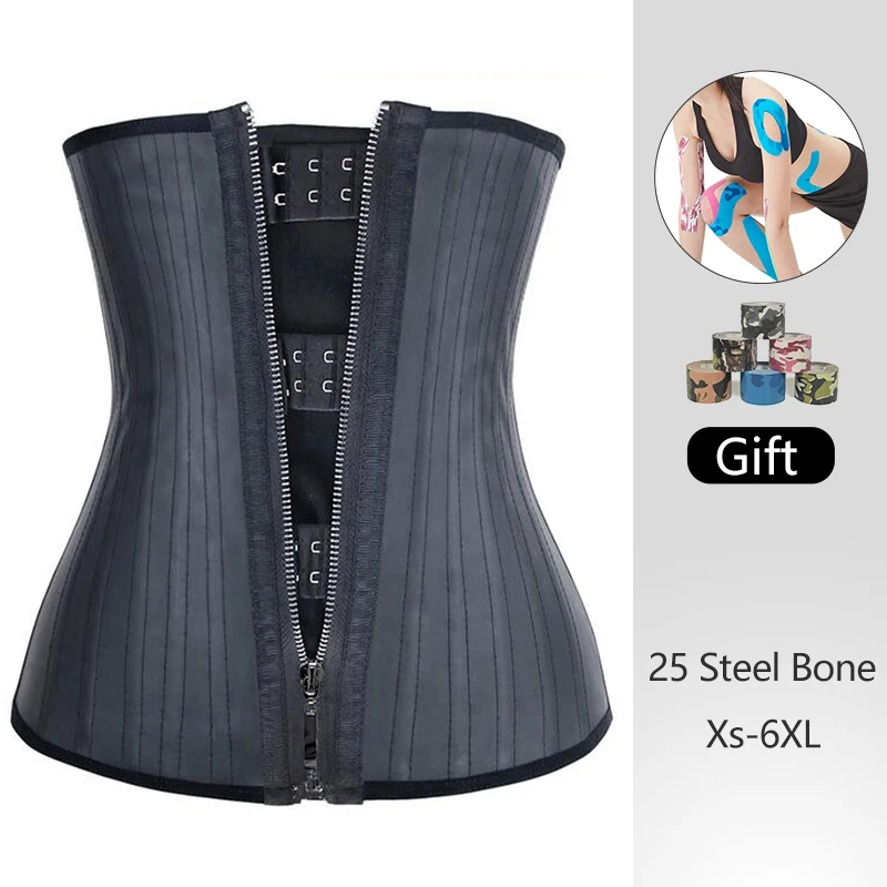 

High Quality 25 Steel Bone Fajas Reductoras Hourglass Cincher Girdle Slimming Gaine Plus Size Zipper Latex Waist Trainer Corset