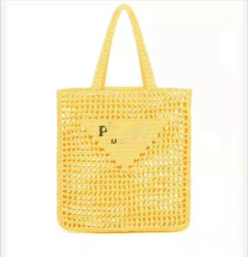 

Luxury fashion brand PRD raffia fiber weaving hollowed out handbag tote bag holiday travailing bag