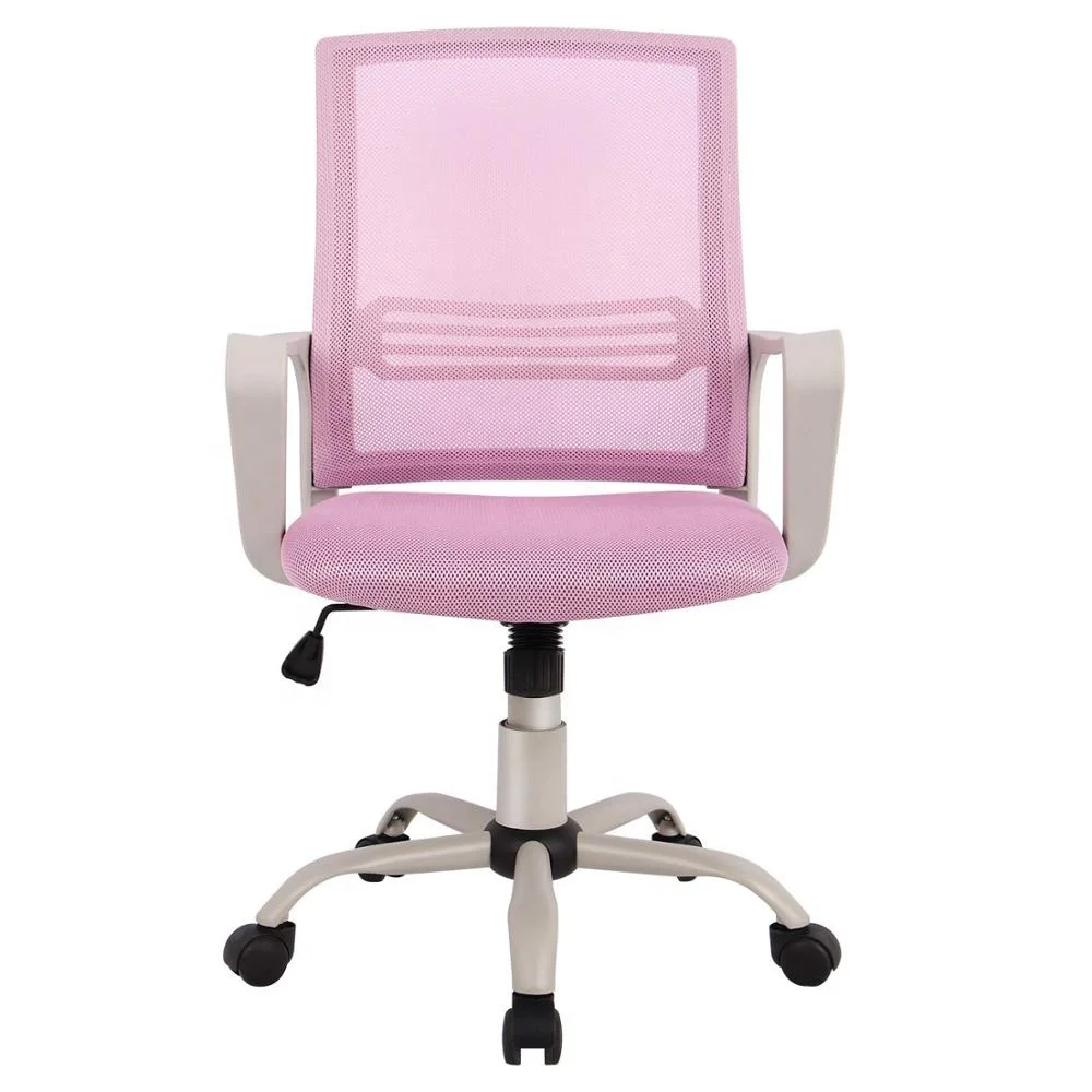 

Office Chair, Mid Back Mesh Office Computer Swivel Desk Task Chair, Ergonomic Executive Chair with Armrests, Pink