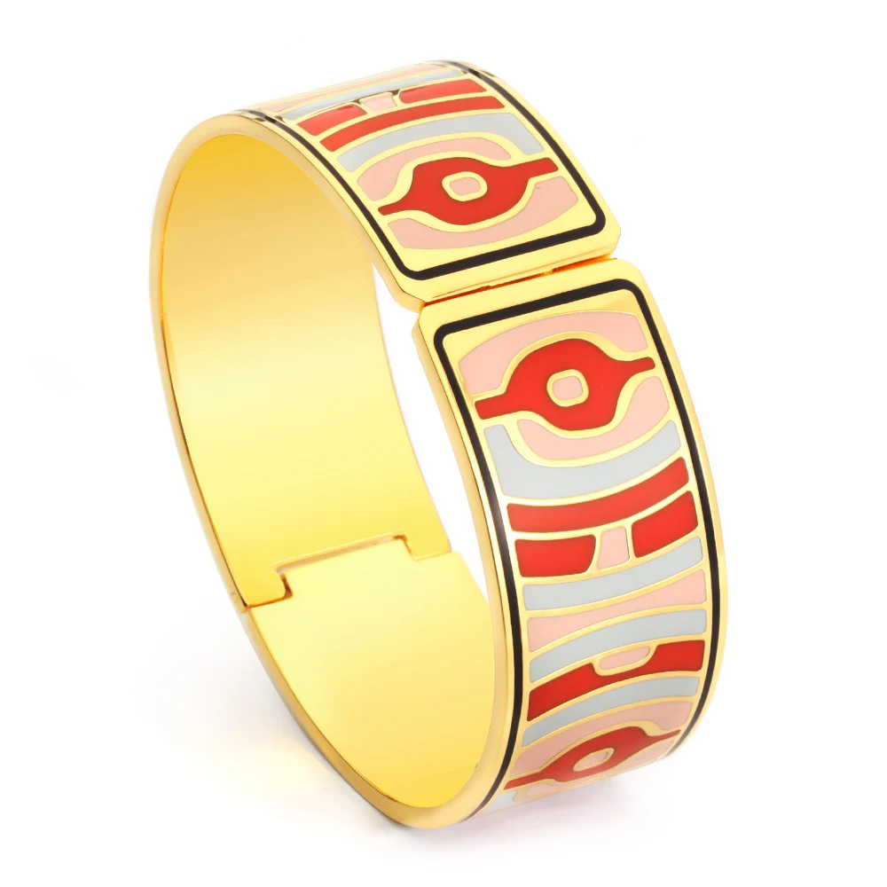 

Culture Fashion Custom Design Enamel Jewelry Charm Handmade Bangles Bracelets Geometric Enamel Bangle Jewelry Gifts, Customized color