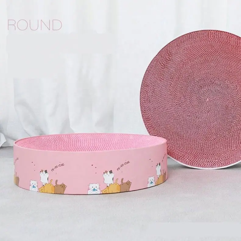 

Super Cute Pink Round Scratcher Corrugated Cat Scratcher Rest Sleeping Cat Nest, Photo