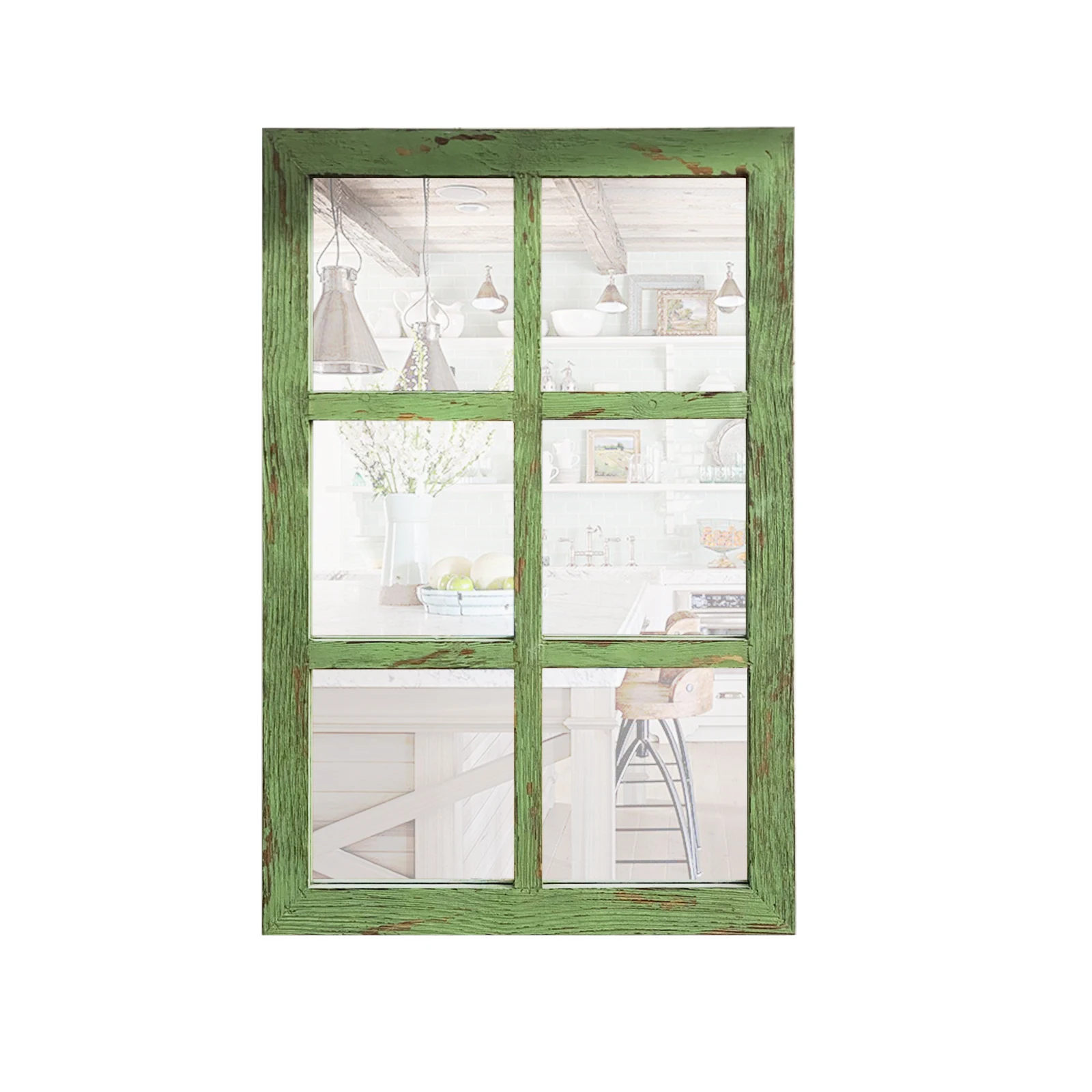 

RTS Frame Window Vintage American Country Home Decor Mirror Modern, Brown