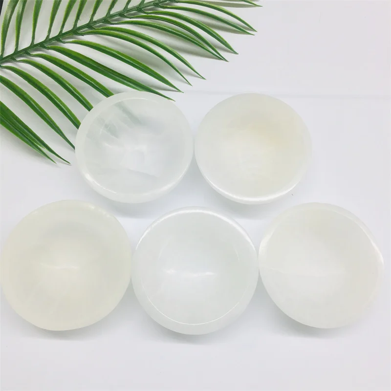 

Crystal Bowl Carving White Selenite Bowl Healing Stones Han Selenite Bowl For Home Decoration