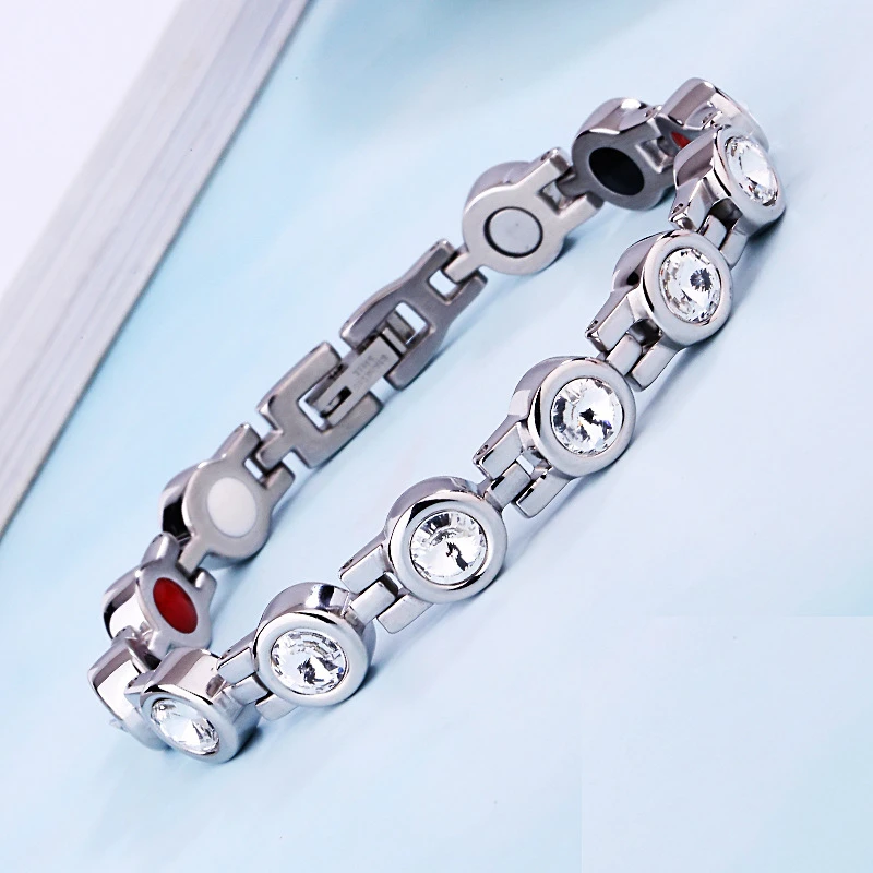 

Stainless Steel Zircon Health Healing Gold Plating Energy Bracelet