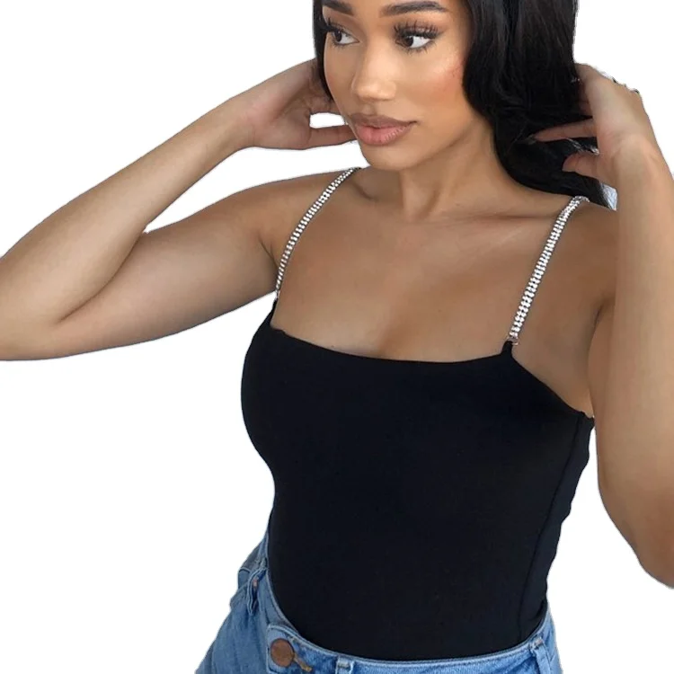 

Fashionable woman clothes lure pure color drill strip sexy tight comfortable body clothes beauty jumpsuit, White black