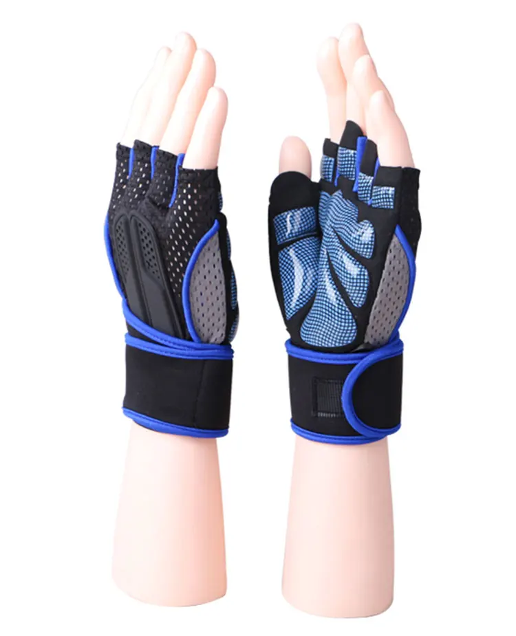 

Custom Adjustable Gym Gloves Weight Lifting Glovesraps, Black and blue