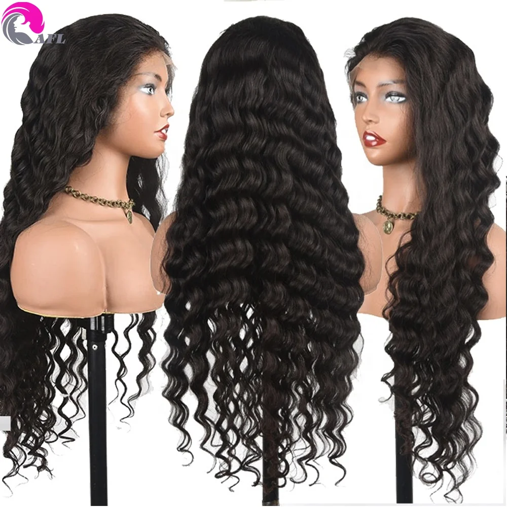 

Wholesale deep wave 13x4 lace front human hair wigs raw unprocessed virgin cuticle aligned hair supplies