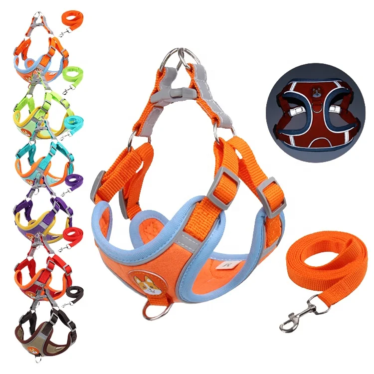 

Stock Dog Soft Mesh Luxury Harness Not Reversible Personalized Fashion Pattern Breathable Dog Harness, Red,purple,orange,green,brown,blue
