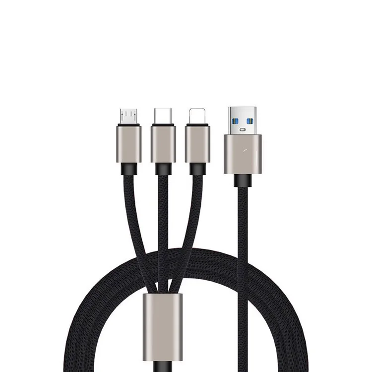 

3 In 1 Multi-fuction Colour Nylon Braided Usb Charging Cable Variety