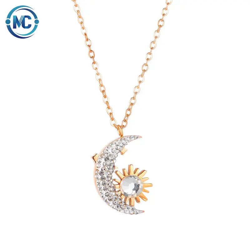 

2021 Diamond Moon Sun charm pendant Necklace For Women Wholesale