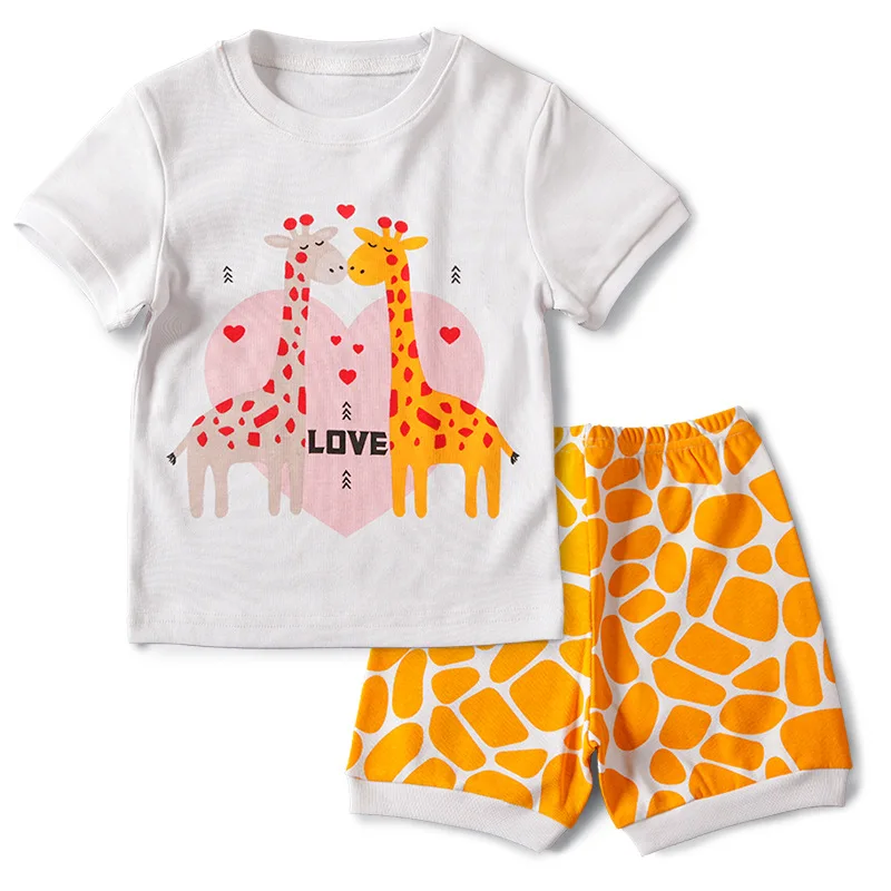 

100 High Quality Cartoon Printing Girls Children Nightwear Baby Wear Night Suite For Kids Kid Cotton Pajama Summer Clothing Sets