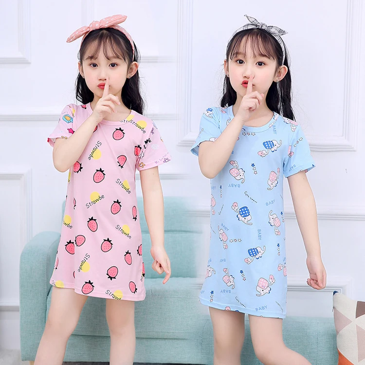 

Kids sleeping dress one piece girls pajamas wholesale korea style girls boutique robes with high quality, 8 colors for choose