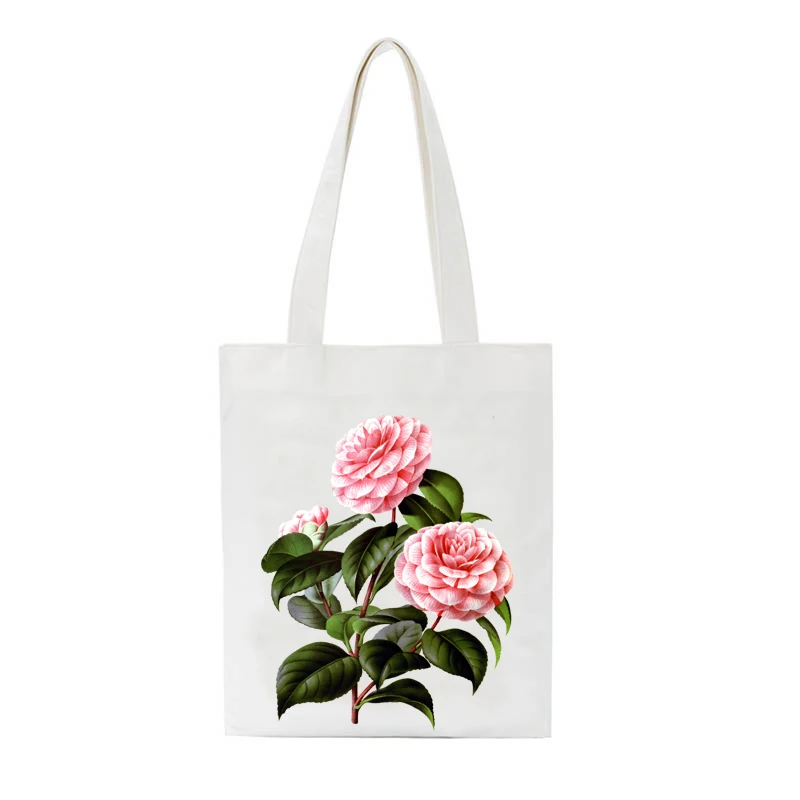 

Casual Canvas Beach Bags Flower Printed Tote Foldable Shopping Bag Reusable Girls Cute Harajuku bags