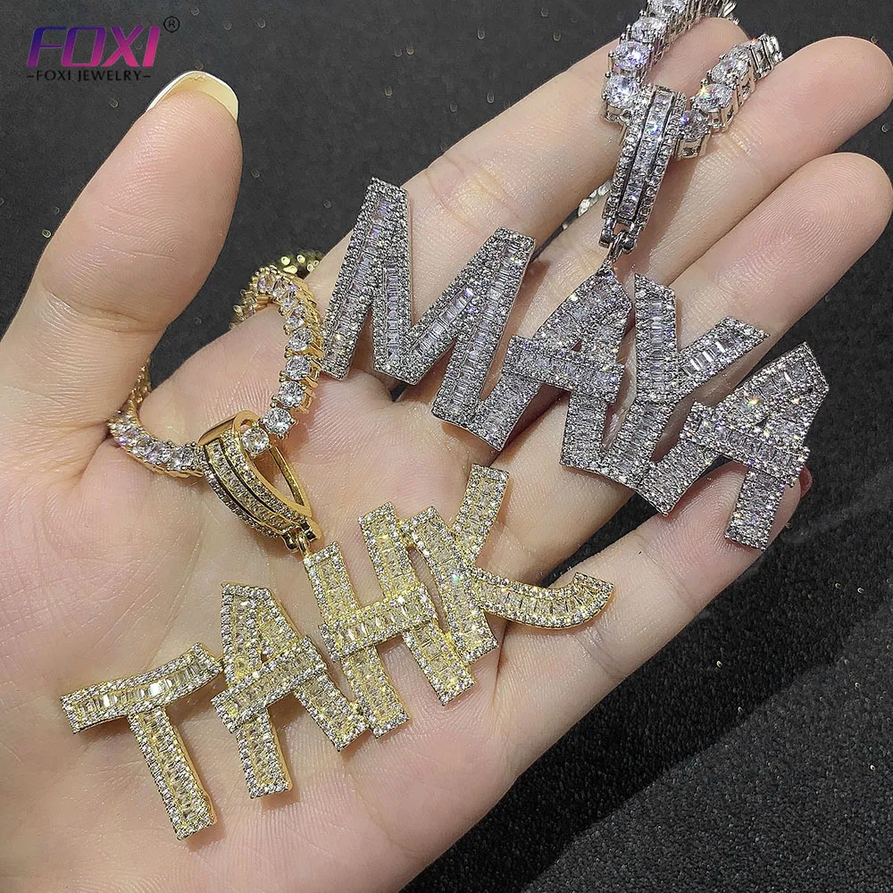 

Best selling silver letter custom name plate necklace with tennis chain