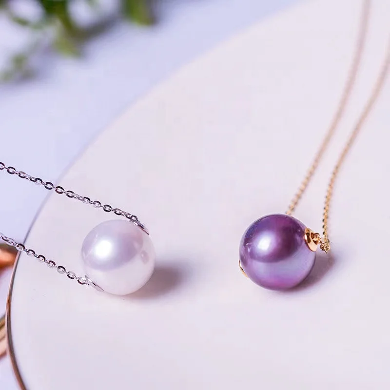 

2022 Chinese Women 14k Gold Filled /925 Sliver Custom Dainty Edison Baroque Beads Freshwater Pearl Chain Necklace Choker Pendent, White/purple