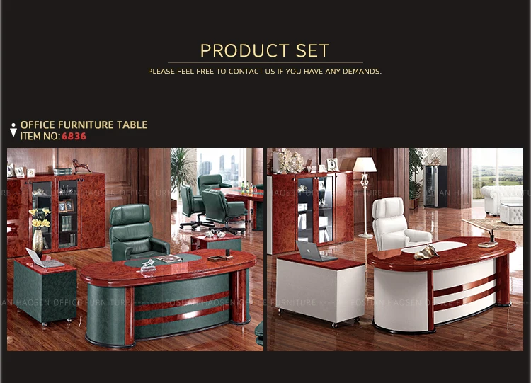 CHINA Foshan HAOSEN office Furniture manufacturer 6836C MDF leather meeting table/Conference table desk for Sale set