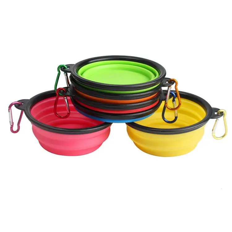 

Dongguan Factory Custom Silicone Collapse Collapsible Food Cat Pet Dog Bowls, Customized color