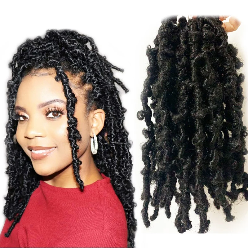 

LW-79QT Butterfly Locs Crochet Hair 20stands/Pack Faux Locs Crochet Braids Hair Pre Looped Butterfly Locs, Colors optional