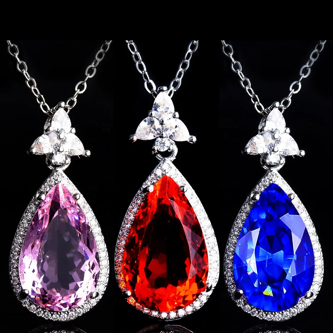 

New Trend Luxury Necklace Exquisite Water Drop Pendant Cubic Zircon Jewelry For Women Wedding Christmas jewelry, Customized color