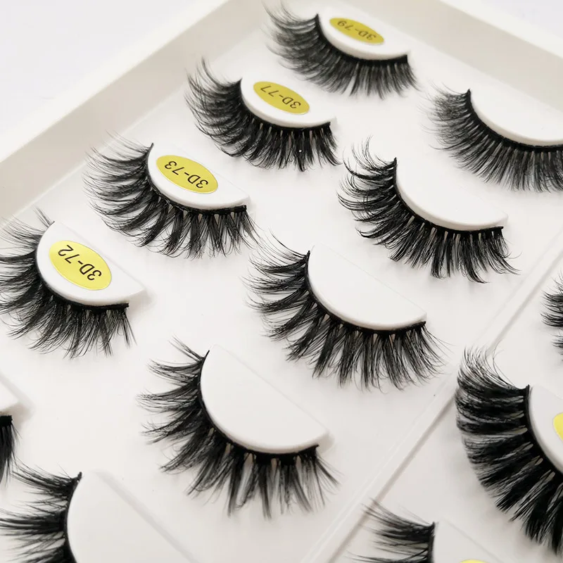 

20 Pairs False Lash Book 3d 5d Short Fluffy Eyelashes Mixed Full Strip Customized Cases With Logo, Natural black