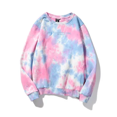 

In stock wholesale tie dye sweatshirt pink blue fleece tie dye sweatshirts for men