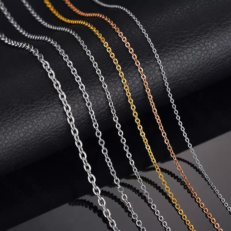 

Fashion 1.5mm 2mm 2.5mm Cable Chain 18k Gold Plated Stainless Steel Women Men Thin Oval Link Chain Necklace