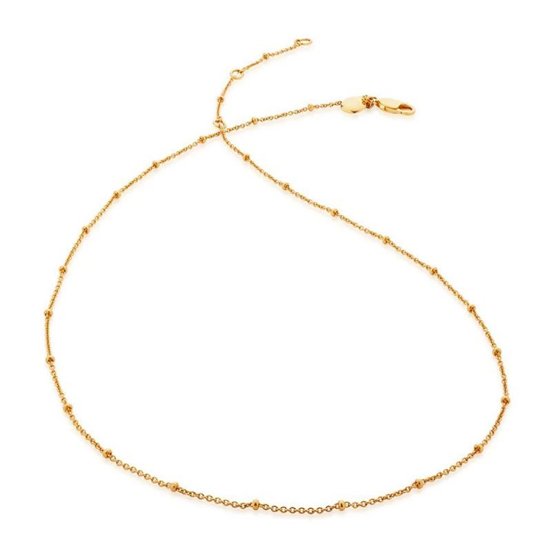 

Gemnel minimalist 925 sterling silver 18k gold plated thin satellite bead chain necklace women