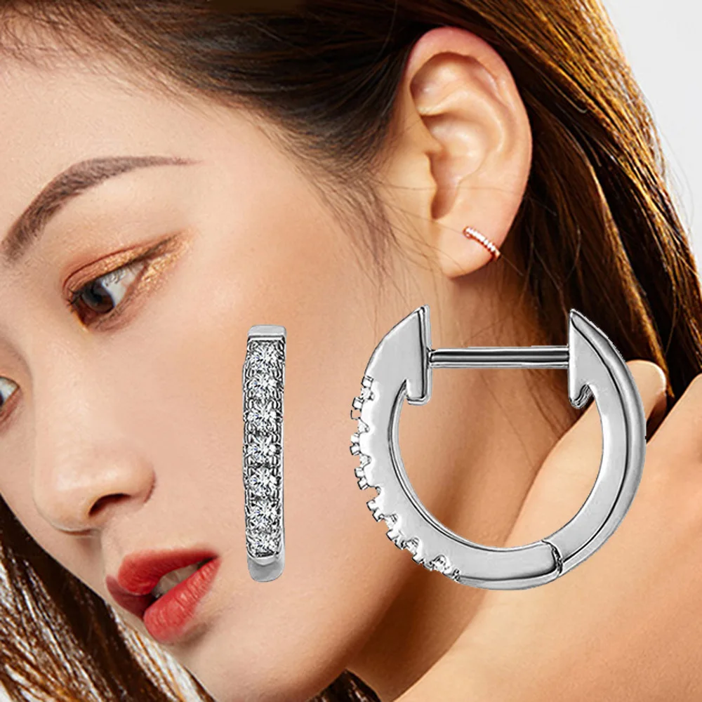 

Wholesale simple Zircon diamond Earrings round gold hoop earrings