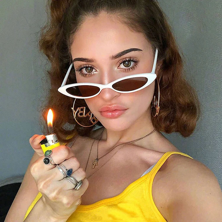 

STOCK fashion women Eyewear retro vintage ladies Cheap original small oval pointed sunglasses, 8 color for selection