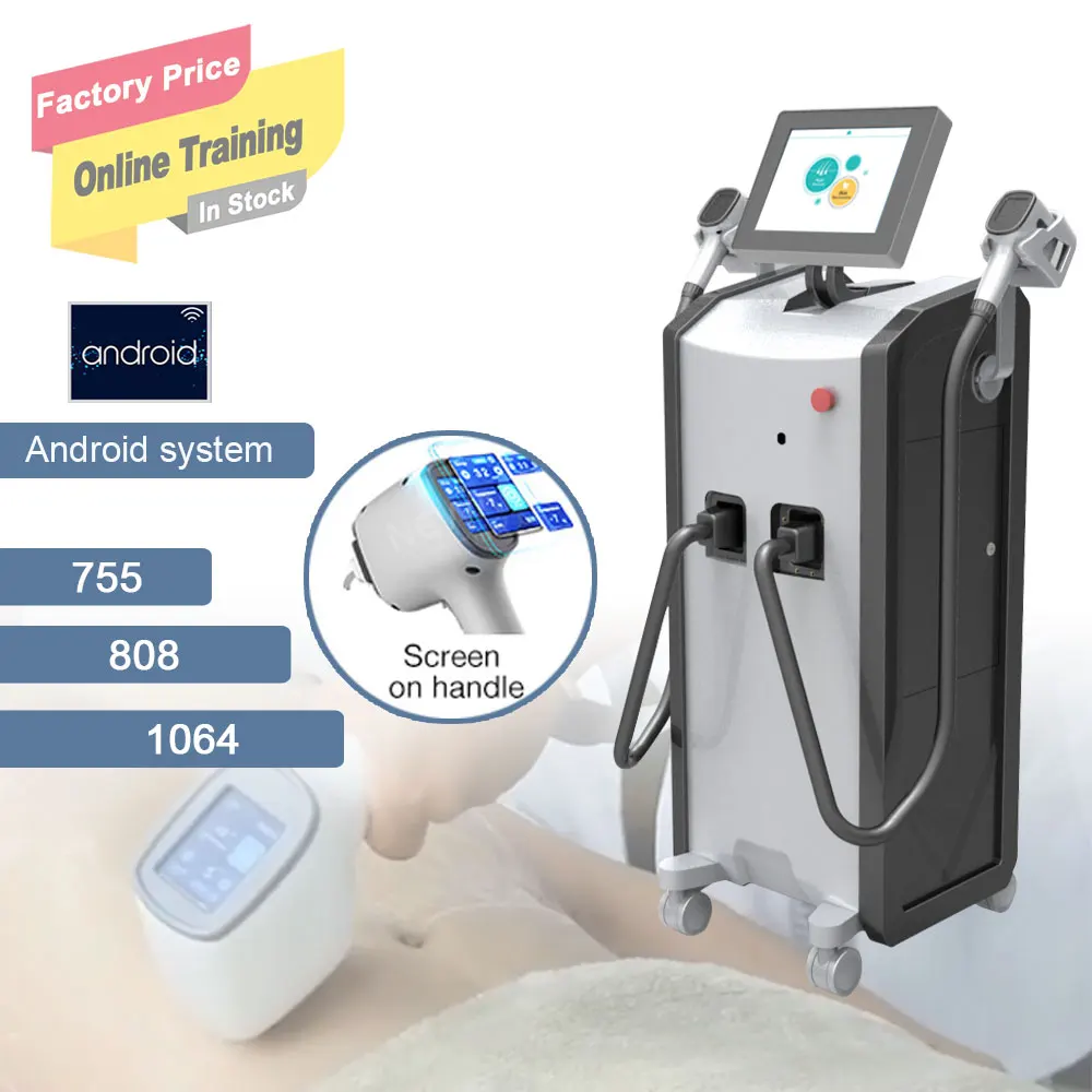 

superior quality Two handles work at same time 755/808/1064 three wavelength diode laser machine hair removal for sale