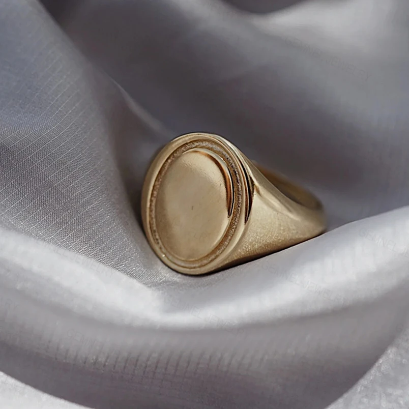 

Gemnel Fashion 925 sterling signet wholesale gold disc custom rings jewelry women