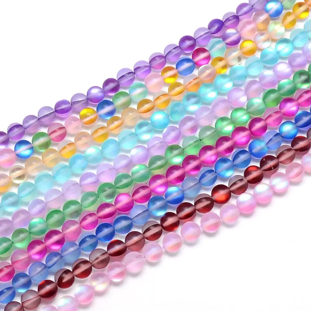 

PandaHall 10mm Dyed Frosted Round Mixed Color Synthetic Moonstone Beads