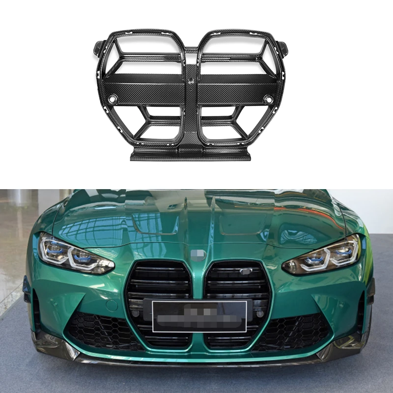 

CSL style Dry Vacuumed Carbon Fiber Grills For BMW G80 M3 G82 F83 M4 2021 2022 Without ACC cut Car Front Bumper Grille