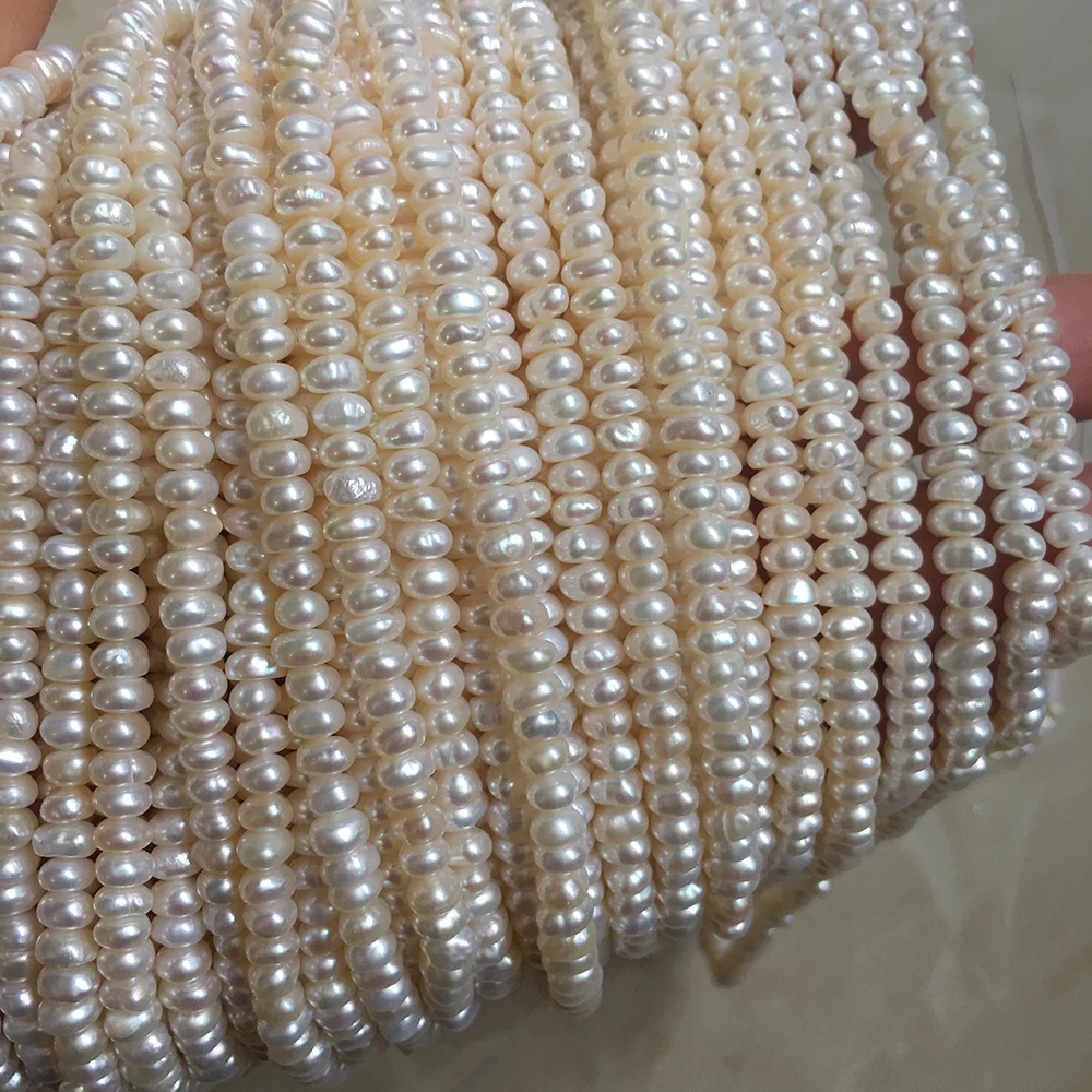 

4-4.5 mm mini near round button shape nature freshwater pearl grade AA loose in strand wholesale freshwater pearl strand