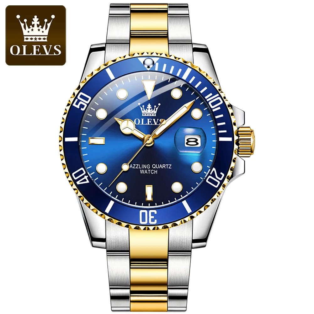 

OLEVS Brand 5885 Men's Water-Proof Stainless Steel Material Strap Quartz WristWatch Men Luxury Business Watch, 2 colors
