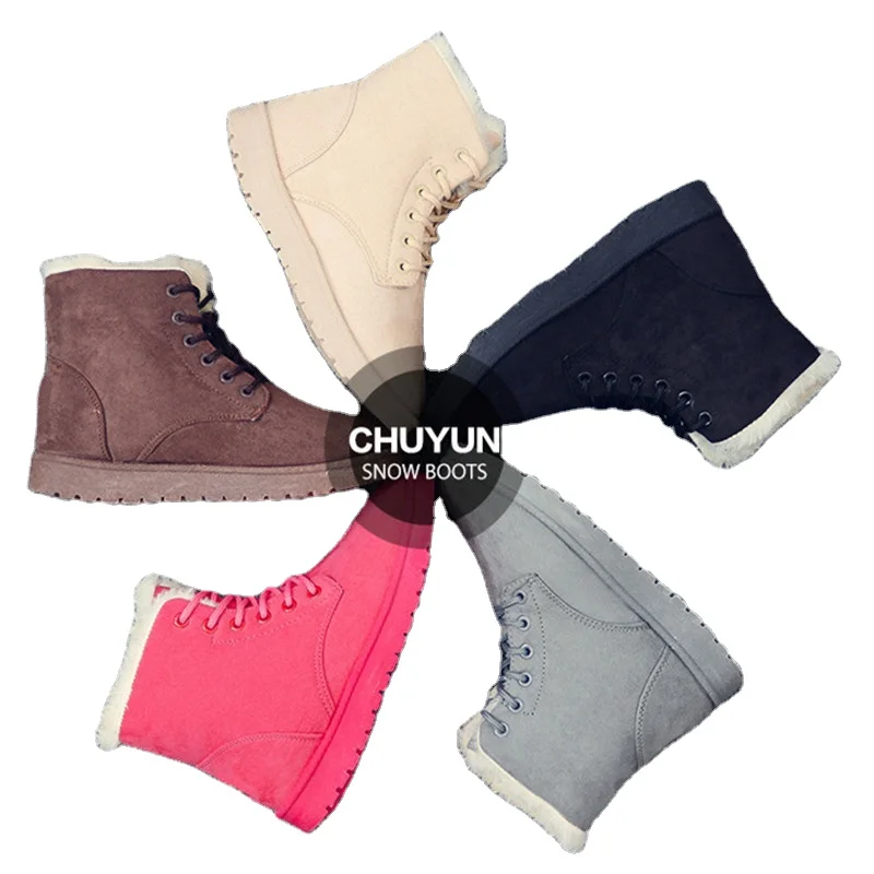 

2021 Winter hot sale fashion fur moccasin for ladies slip on platform fancy cute flat shoes casual botas snow boots, 6 colors as picture
