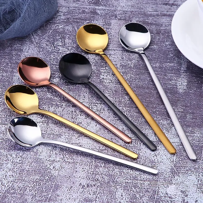 

Custom Set Small Korean Long Handle Gift Metal Silver Brass Stainless Steel Gold Tea Spoon Coffee Dessert spoon, Customized color