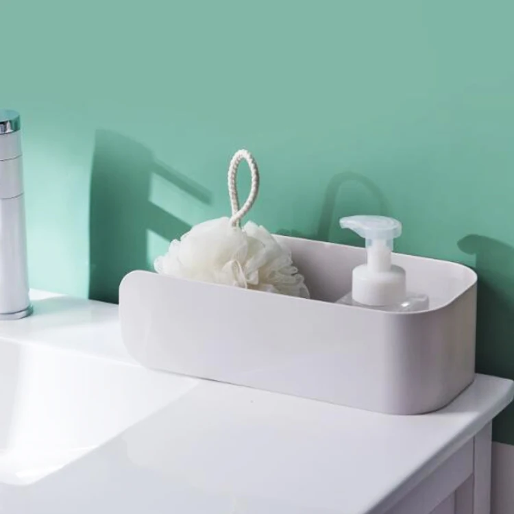 

Kitchen and bathroom organizer space saver refrigerator plastic sundries storage box, White and green