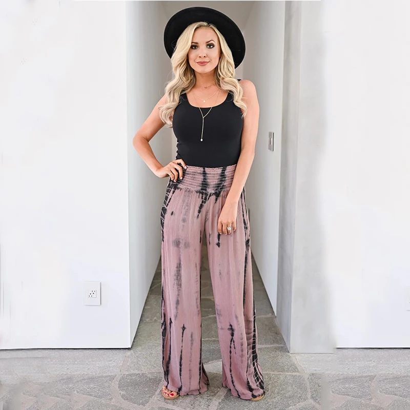 

Tie Dye Wide Leg High Waist Pants Women High Waist Stylish Loose Pants, Picture