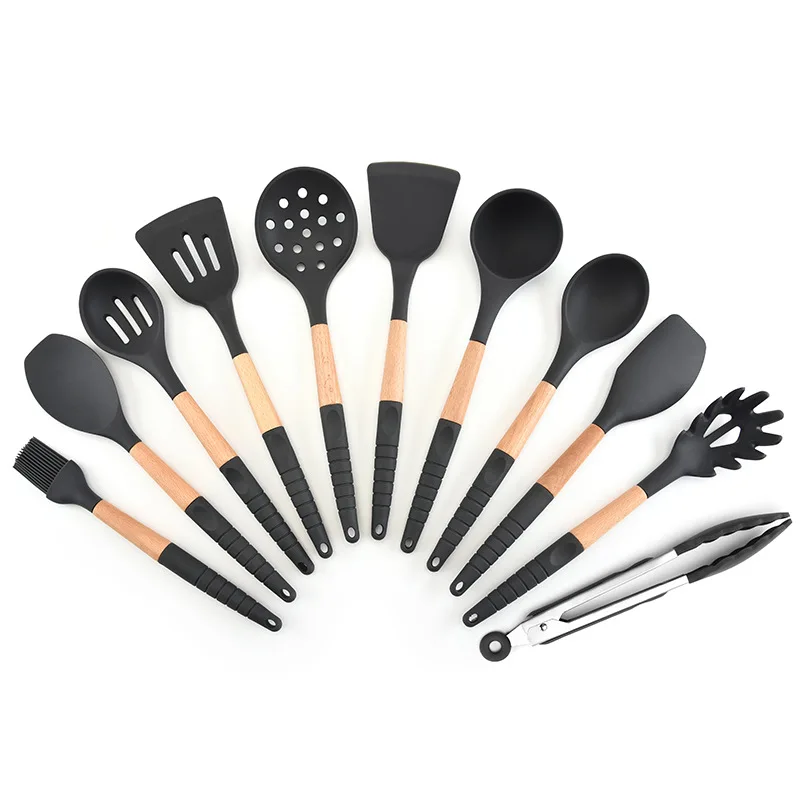 

Kitchen Wooden Silicone Cooking Utensils Set, Custom