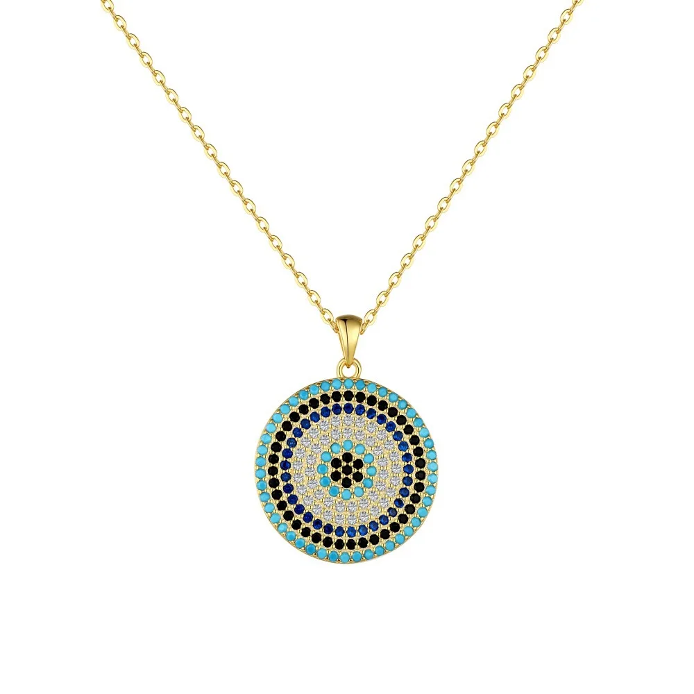 

Top Quality 18k Gold Plated Devil Eye Pendant Necklace 925 Sterling Silver Zircon Turkish Eye Necklace For Women