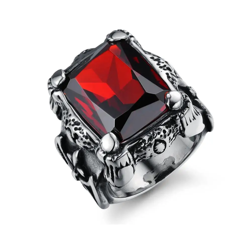 

Vintage Jewelry Ruby Red Gemstone Cheap Stainless Steel Men Ring Finger, Picture
