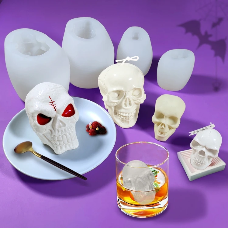 

3D skull candle silicone candle making handmade soap ice cube mold