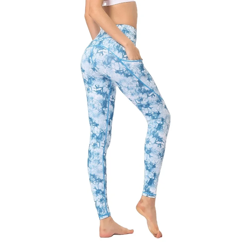 

New Ladies Yoga Pants Printed Leggings Outdoor Sports Fitness Yoga Pants Leggings, As shown