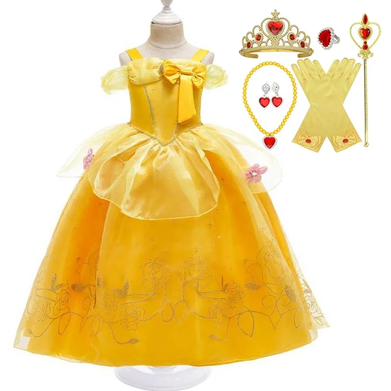 

Princess Costume The Beauty and Breast Belle Children Girls Cosplay Halloween Birthday Party Dress Up