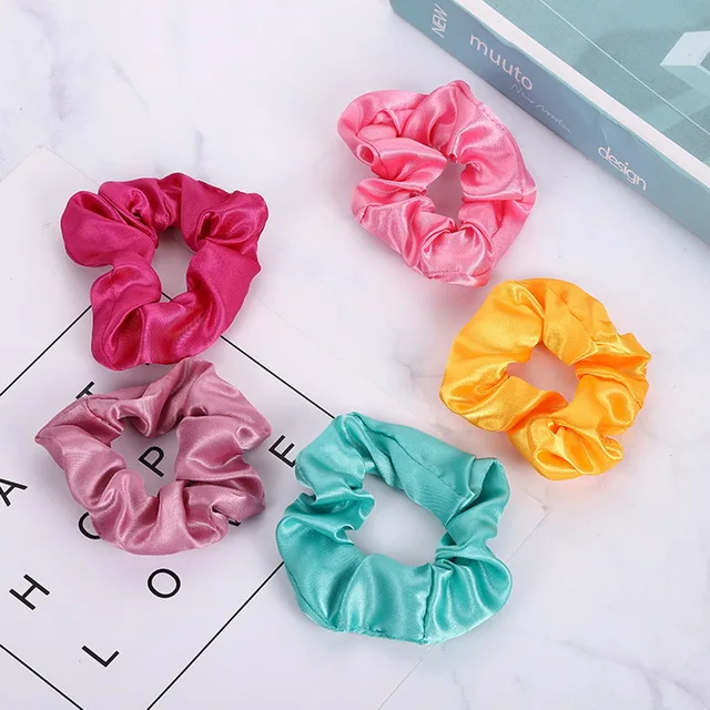 

Fashion Women Girls Accessories Elastic Hair Ties Colorful Satin Hair Scrunchies